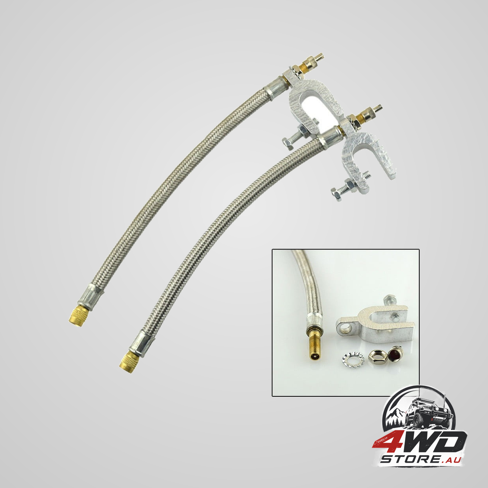 Dual wheel valve stem extender, 9.8 inch stainless steel flexible tyre valve extension, 2 pack