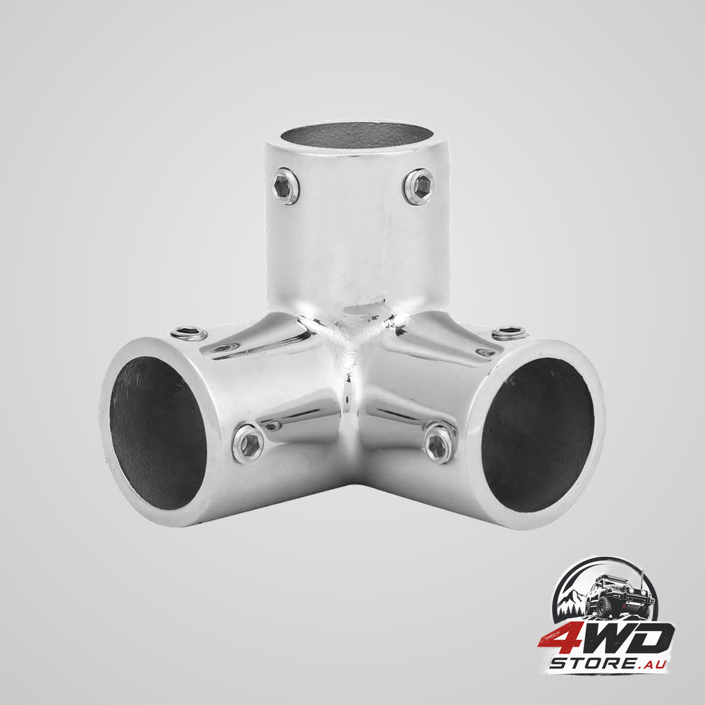 Boat hand rail fitting, 90 degree 1 inch 3 way corner elbow