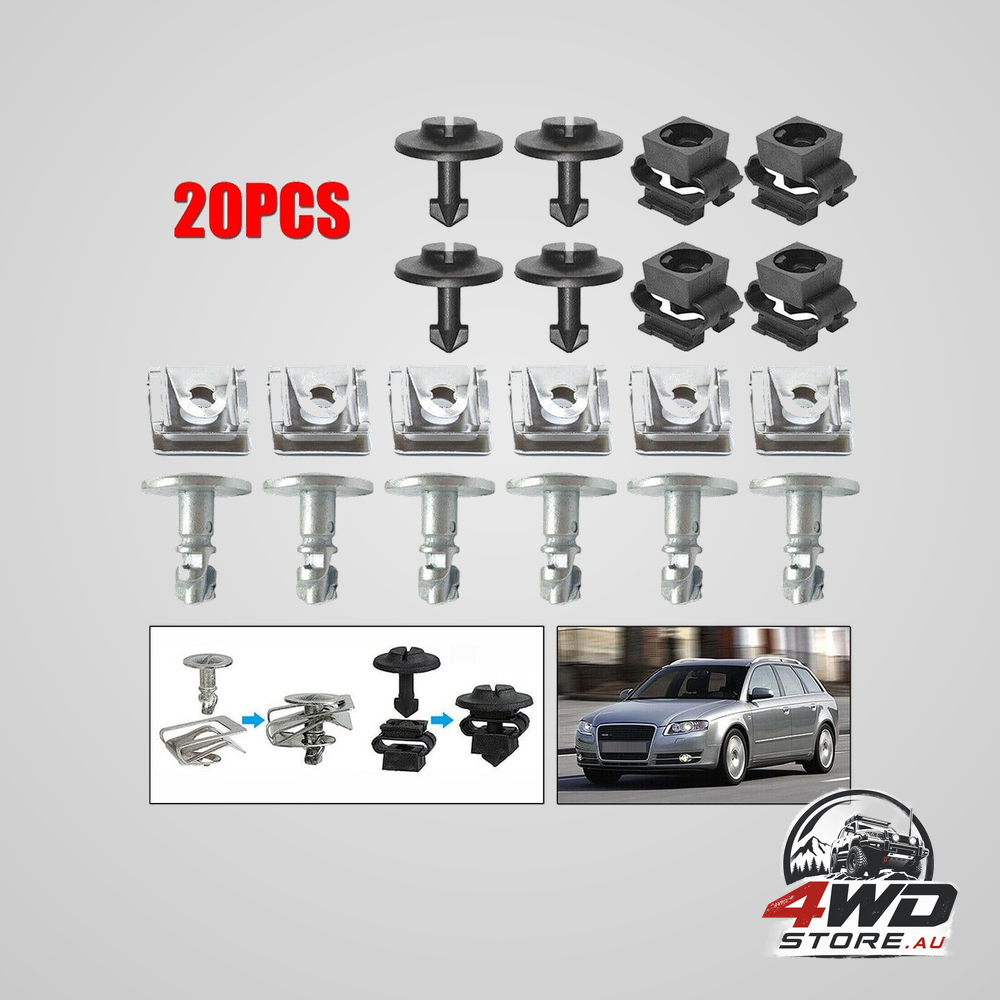 Undertray engine under cover fixing clips and screw kit for Audi A4, A6, A8 and TT