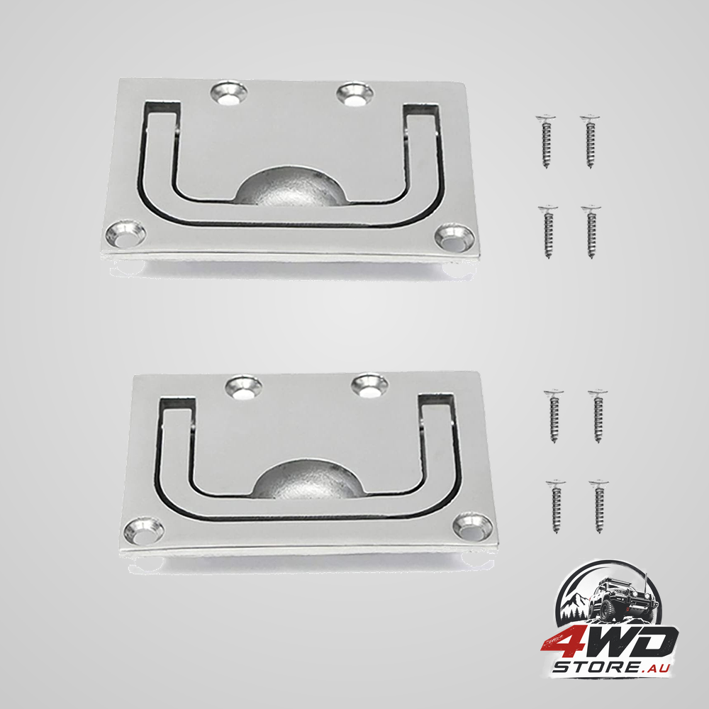 Marine stainless steel flush fitting hatch lift ring handle with screws, 2 pack