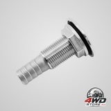 1/2 Stainless steel Thru-Hull ，Barbed standard length straight fitting boat barbed hose thru drain connector