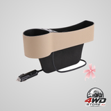 Masteelf car seat gap storage box 1Set beige leather with car seat slide filler for drivers