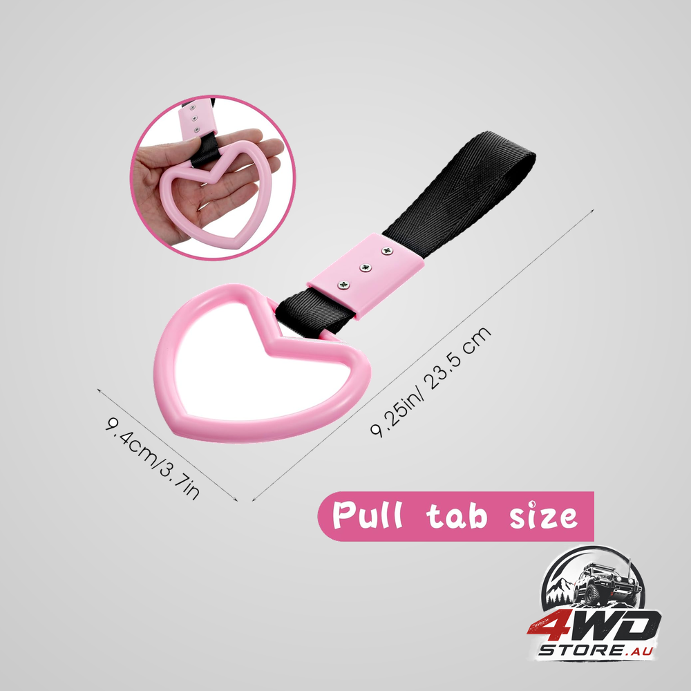 2 PCS car heart hanging accessories drift charm pink heart handle strap for car rear bumper warning ring decor Heart-Shaped