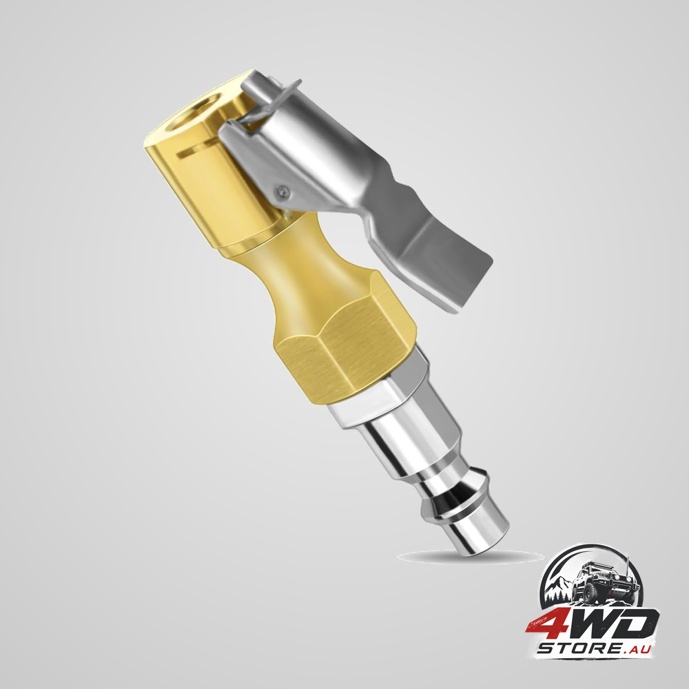 Air chuck with clip tyre inflator compressor closed flow lock brass hose connect accessories heavy duty gauge locking