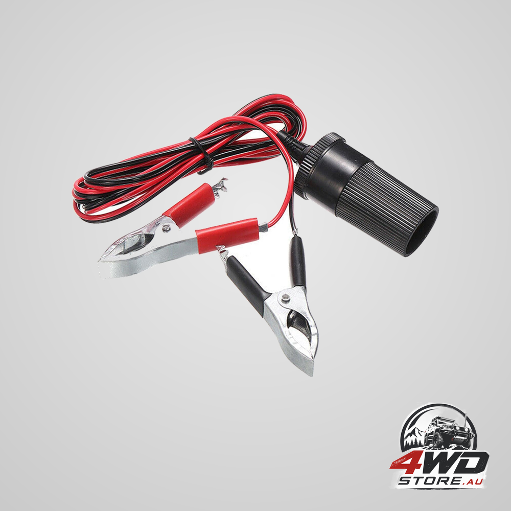 12V battery clip to car cigarette lighter female socket clamp adapter cable H6N5