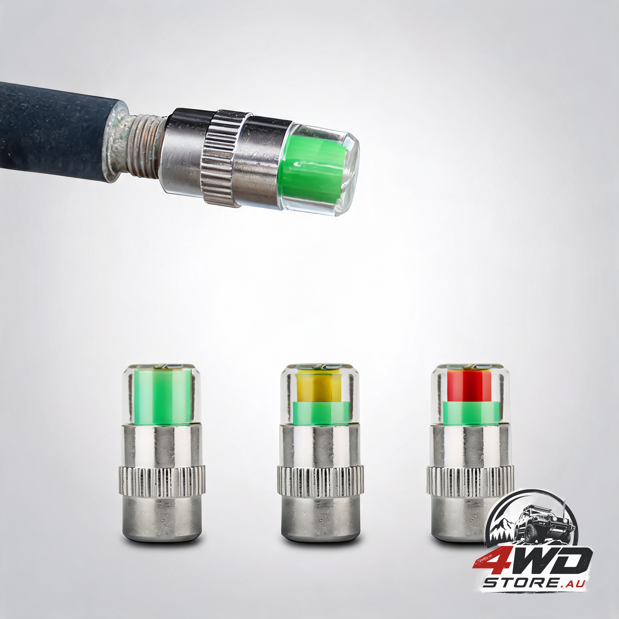 4Pcs car tyre pressure monitor gauge valve stem caps sensor indicator 3 colour eye alert