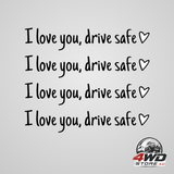 4Pcs i love you driving safe mirror sticker, drive i you rearview decal, i love you drive safe sticker, rear view mirror