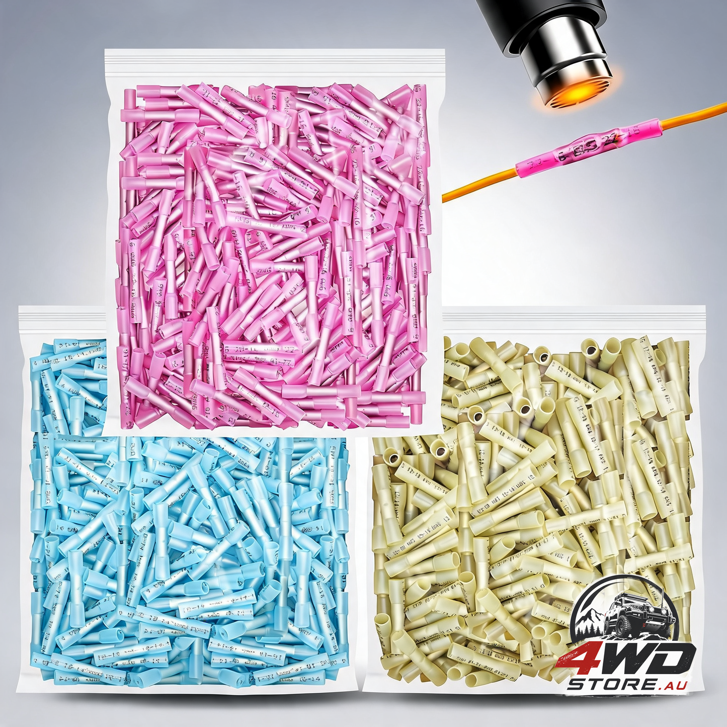 1500 PCS heat shrink butt connectors, 16-14 AWG 22-16 AWG 12-10 AWG waterproof electrical insulated crimp wire splice for