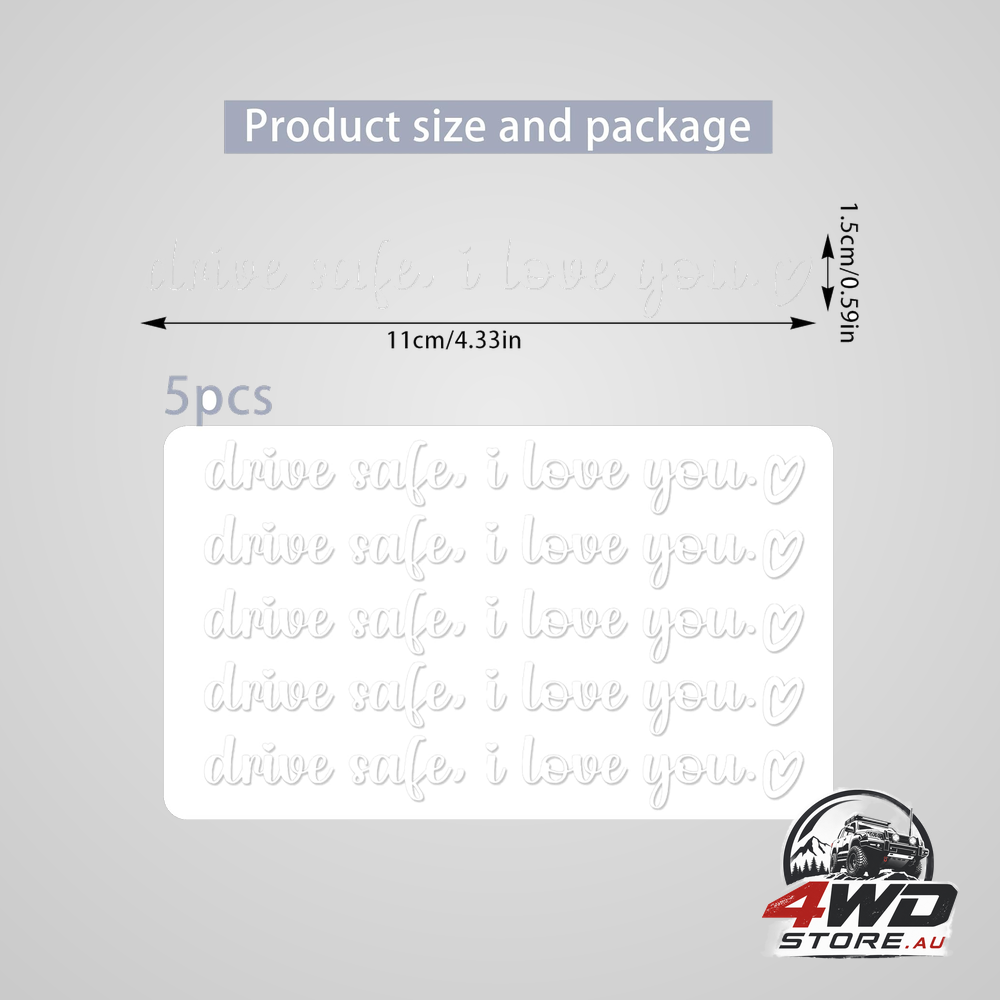 5 Pcs drive safe i love you sticker, white i love you drive safe mirror stickers for rearview mirror & windshield, reusable