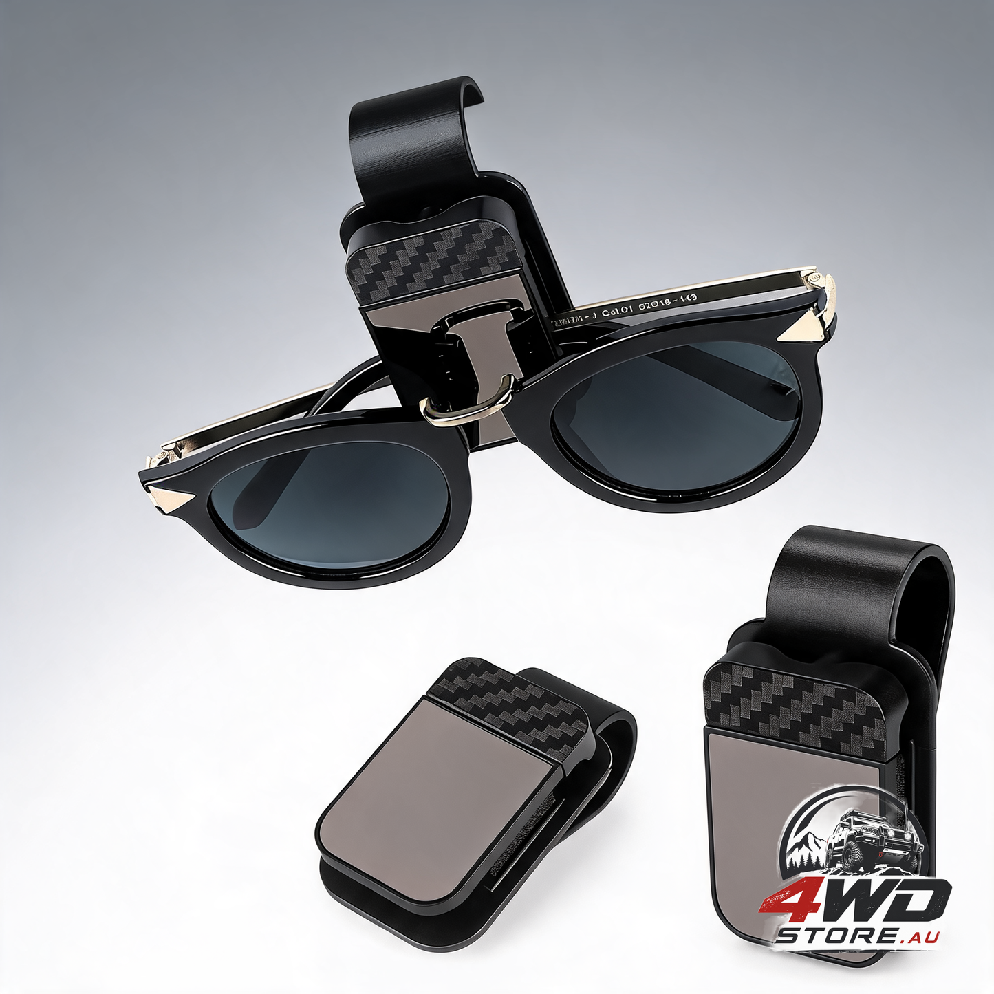 Sunglasses holder for car sun visor, 2 black visor sunglass holder clip, sunglass holder car, One-Handed-Operation