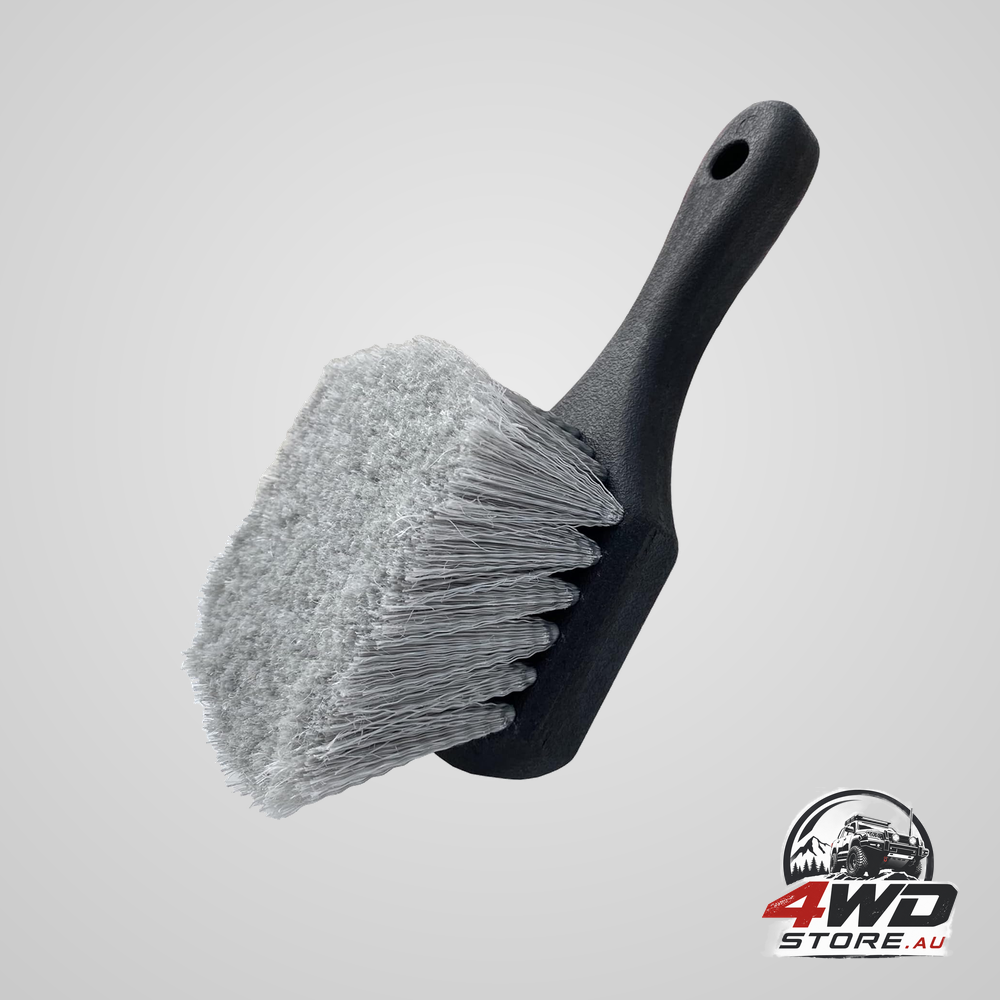 Wheel & tyre brush for car rim, soft bristle car wash brush, cleans tyres & releases dirt and road grime, short handle for