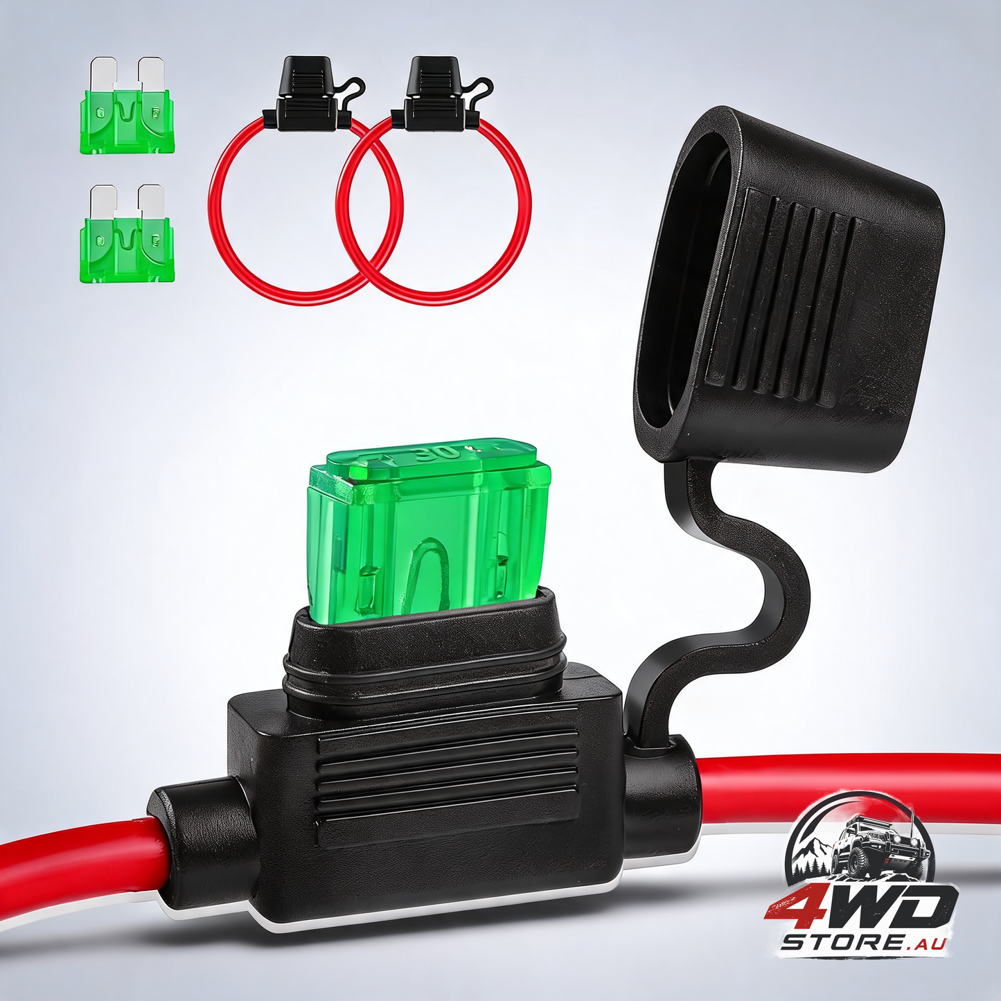 Inline fuse holder 12V 2 pack, extended version 12 AWG waterproof blade fuse holder 13.8 inch, in line fuse holders 12V with