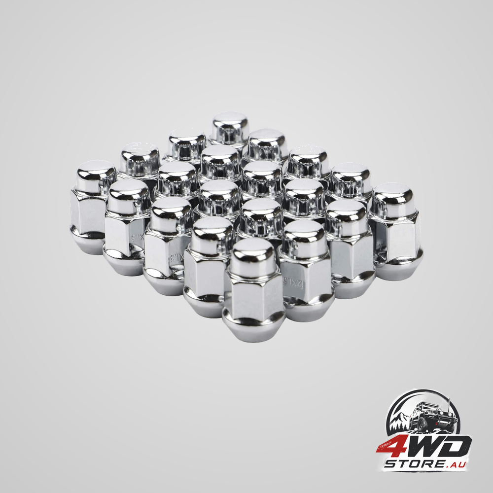 12X1.5 wheel lug nuts, 20PCS chrome 12mmx1.5 closed end bulge acorn lug nut, cone seat, 19mm hex aftermarket wheels
