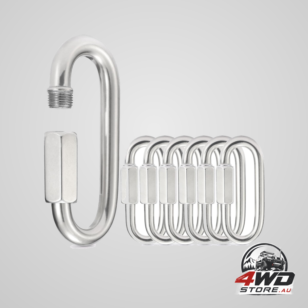 Stainless steel chain quick links - 304 stainless stee chain connector, screw carabiner, chain hooks, set of 6