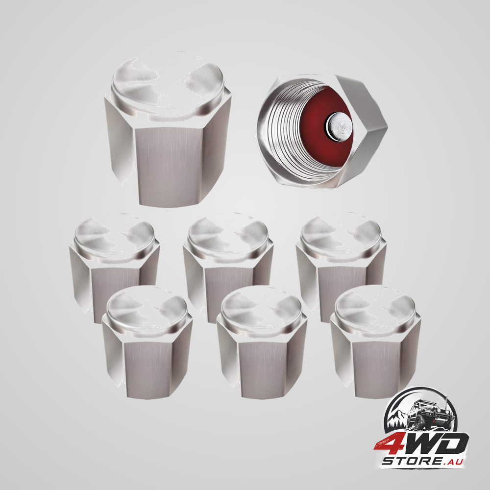 Brass (8 pack) tyre valve caps silver, premium metal rubber seal tyre valve stem caps, dust proof covers universal fit for