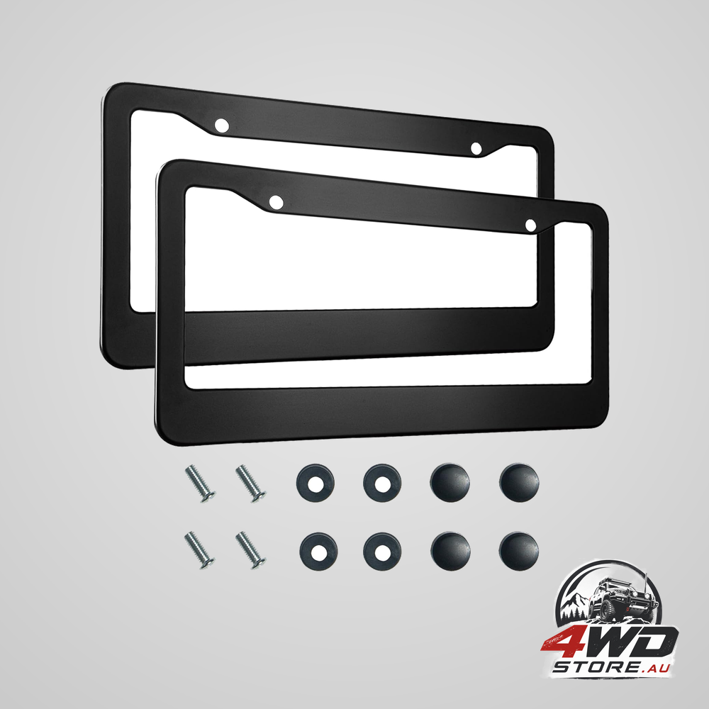 2PCS matte black license plate frames, 2 holes universal car license plate holder with screws