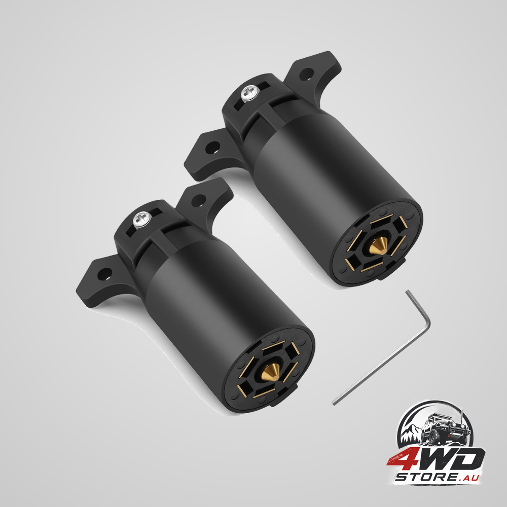 7 Way trailer plug (2 pack), 12V 7 pin trailer wiring replacement plug, 7 point round RV-Style trailer light connector
