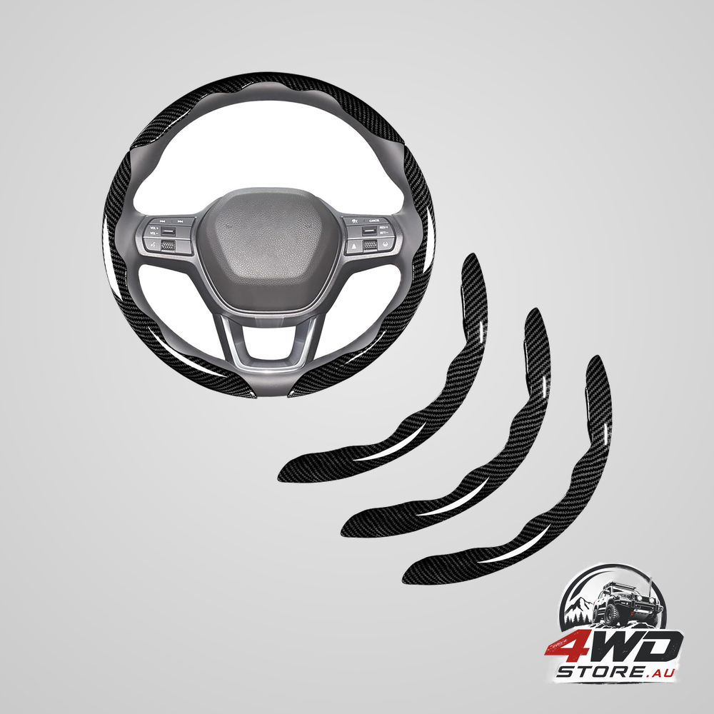 Carbon fibre steering wheel covers 3 piece clip on steering wheel cover (Black)