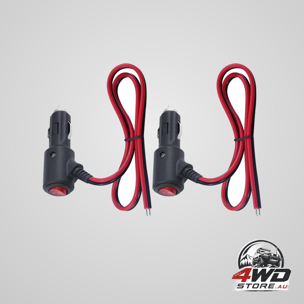 12V replacement cigarette lighter male plug with on off switch, 2ft fused 15amp, 2 pack