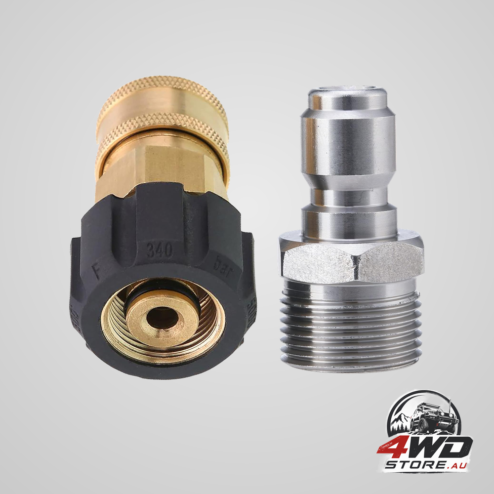 Pressure washer adapter 3/8 inch quick connect kit, M22 14mm to M22 fitting, 5000 PSI