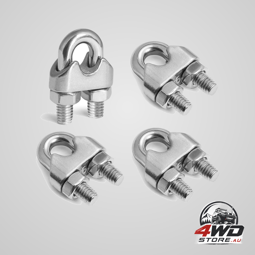 4 pack M6 stainless steel wire rope clamps, 1/4 inch cable clips