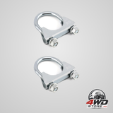 U-bolt muffler tip exhaust hooks, 1-1/2 inch stainless steel universal silencer clips, 2 pack