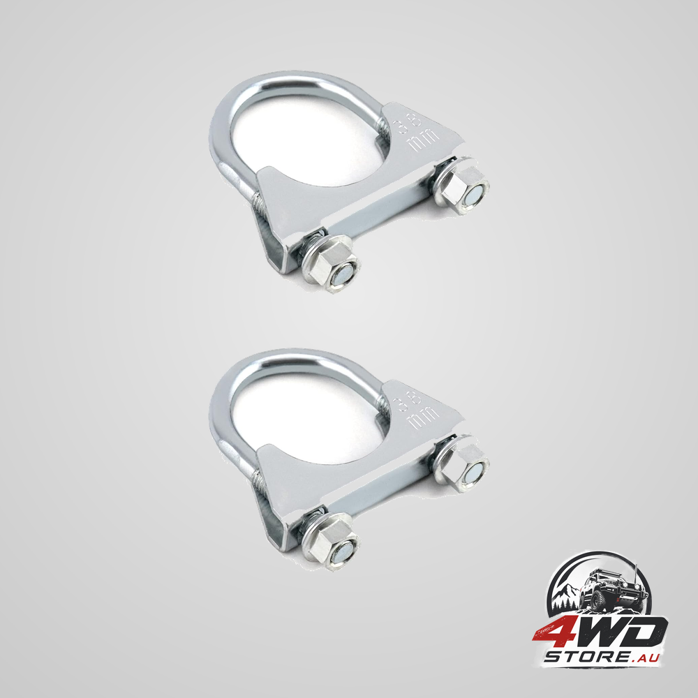 U-bolt muffler tip exhaust hooks, 1-1/2 inch stainless steel universal silencer clips, 2 pack