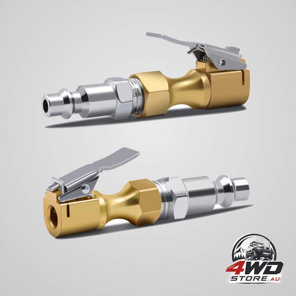 Brass closed flow tyre air chuck, heavy duty lock-on inflator chuck with clip