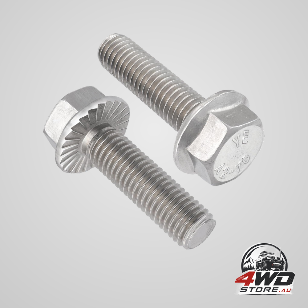 M8-1.25 x 25mm flanged hex head bolts, 304 stainless steel, fully threaded, 23 pack