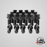 14x1.25 OEM lug bolts for BMW, black, 20 pack, 28mm shank, conical seat