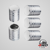 Tyre valve stem caps, 5 pack metal air caps with plastic liner, silver, universal