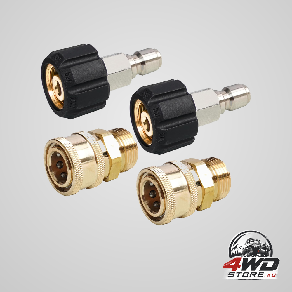 Pressure washer quick connect fittings, M22 14mm to 3/8 inch, 2 set