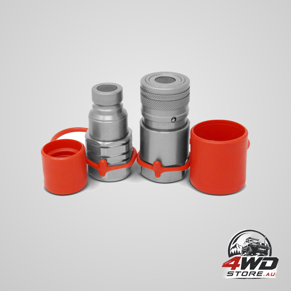 1/2 inch skid steer Bobcat flat face hydraulic quick connect couplers set with dust caps