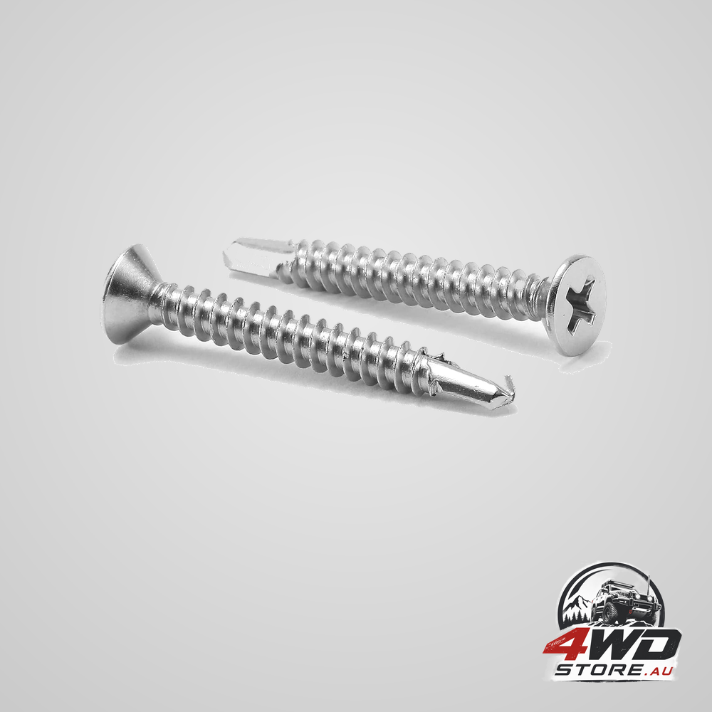 #10 x 1-1/2 inch sheet metal screws, 100 pack 410 stainless steel flat head tek screws