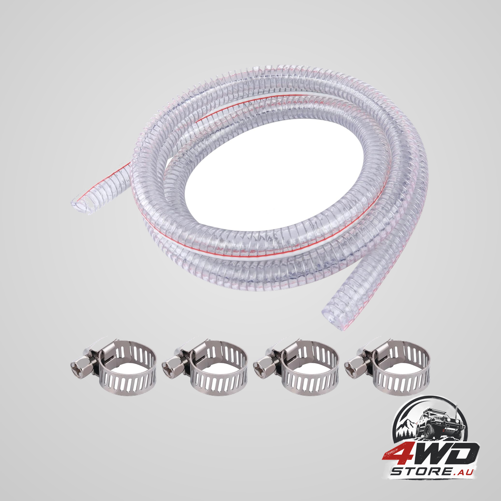 10ft 3/4 inch ID steel wire suction hose, PVC reinforced tubing, heavy duty clear