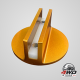 Universal magnetic jack pad, slotted aluminium grooved jack puck for pinch weld, orange