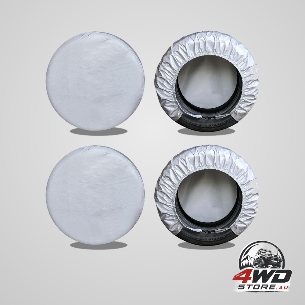 RV tyre covers set of 4, waterproof wheel covers for 27-29 inch tyres, silver