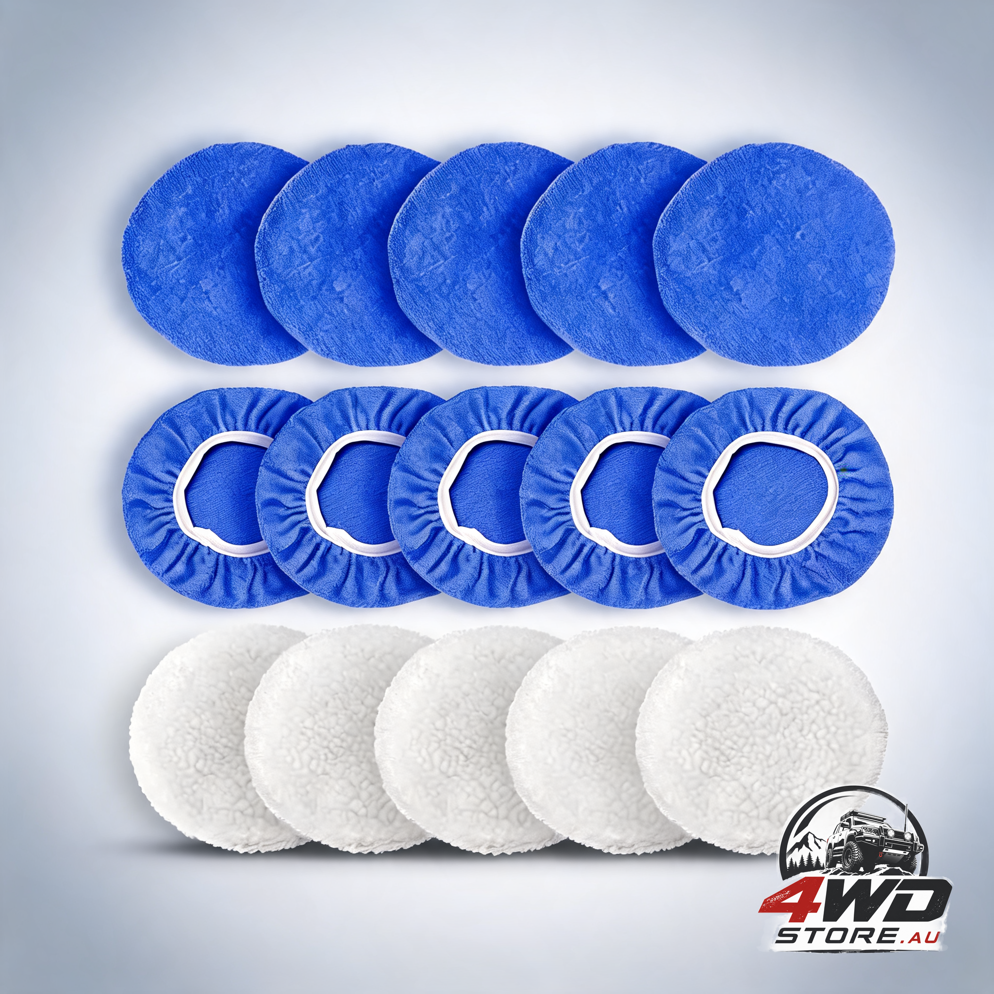 5 to 6 inch car polisher pad bonnets, 15 pack buffing pads, microfiber and wool