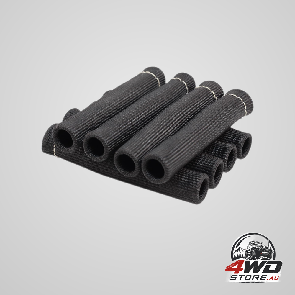 8 pack spark plug wire boots heat shield sleeves for SBC BBC 350 454, 6 inch, black