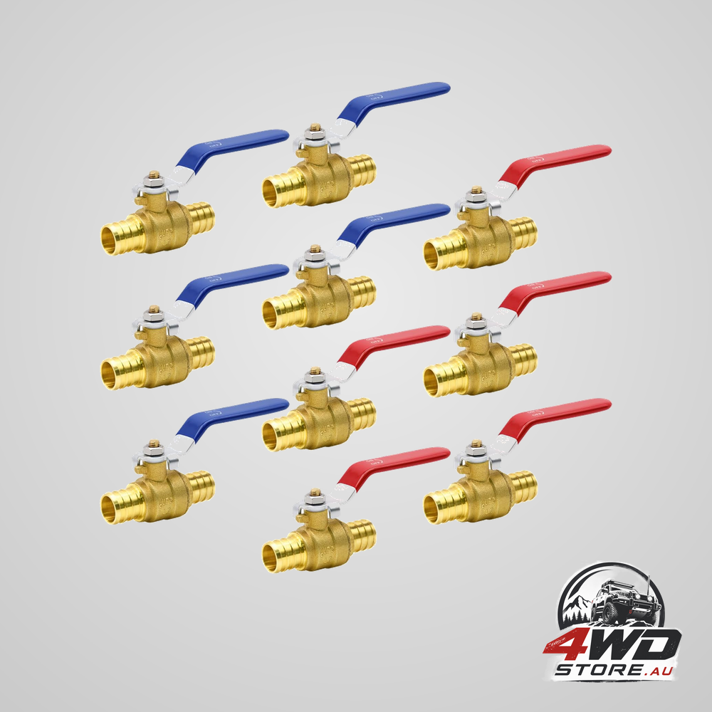 10 pack 3/4 inch PEX brass full port shut off ball valves, quarter turn, hot and cold
