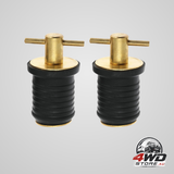 Boat drain plugs with T handle, snap rubber plugs with brass handle, marine, 2 pack