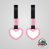 Heart shaped car handle straps, drift charm rear bumper warning ring decor, light pink, 2 pack