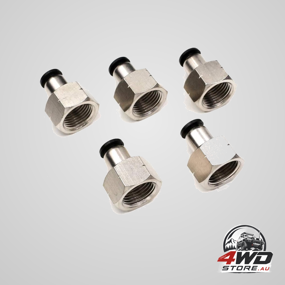 3/8 NPT air line fittings, 1/4 inch OD tubing push connect pneumatic fittings, 5 pack
