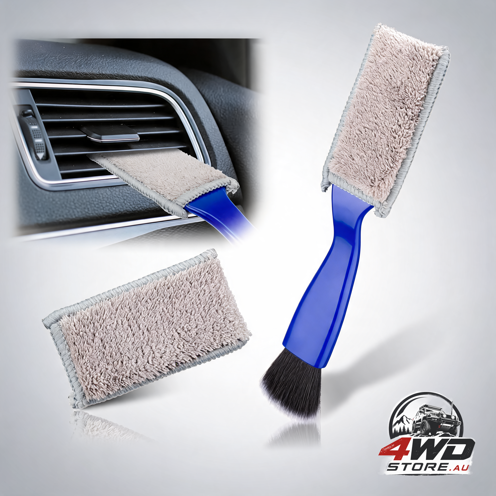 2-in-1 interior cleaner brush for car ventilation and dashboard, microfiber dust tool