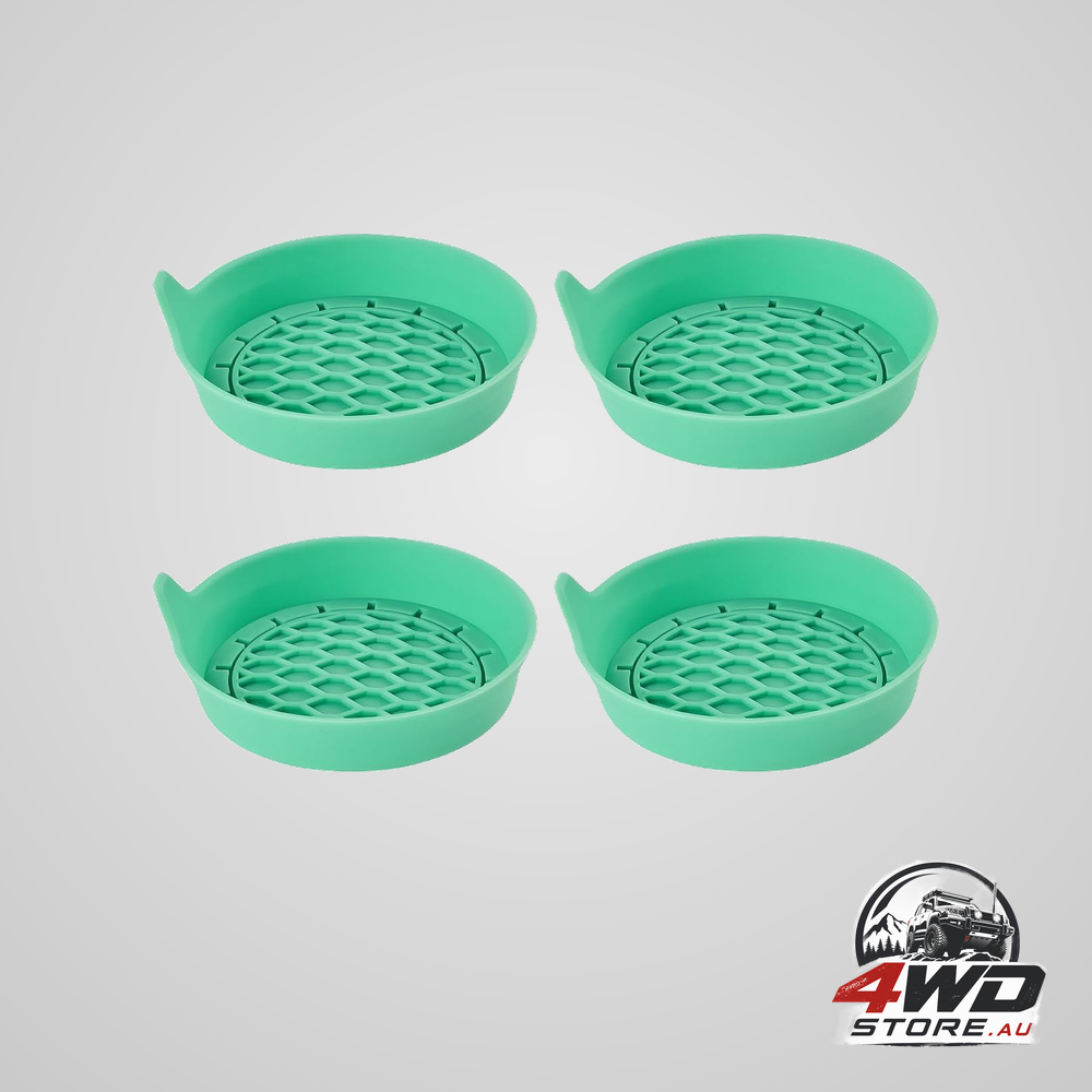 Car silicone anti-slip mats, interior accessories, green, 4 pack