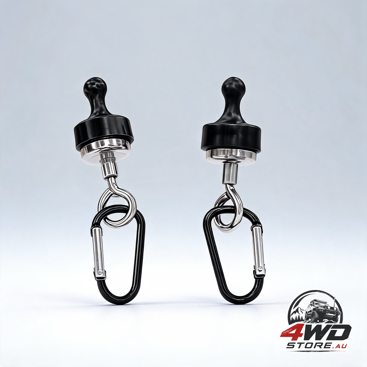 Black multifunctional camping hooks with carabiner, no installation required, 2 pack
