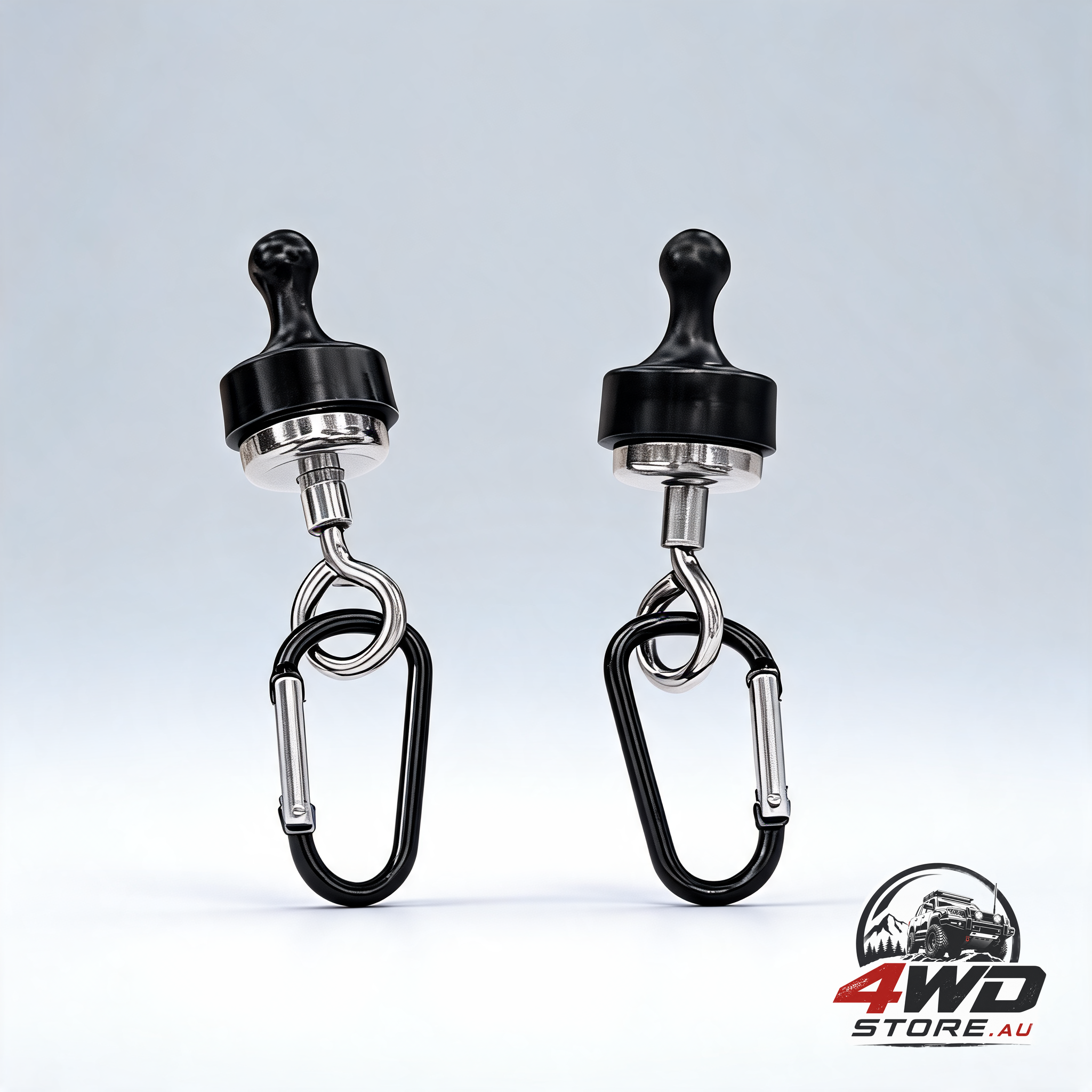 Black multifunctional camping hooks with carabiner, no installation required, 2 pack