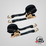 Ratchet tie down straps 2 pack, 800kg, 6m x 25mm with hooks for car, trailer and truck
