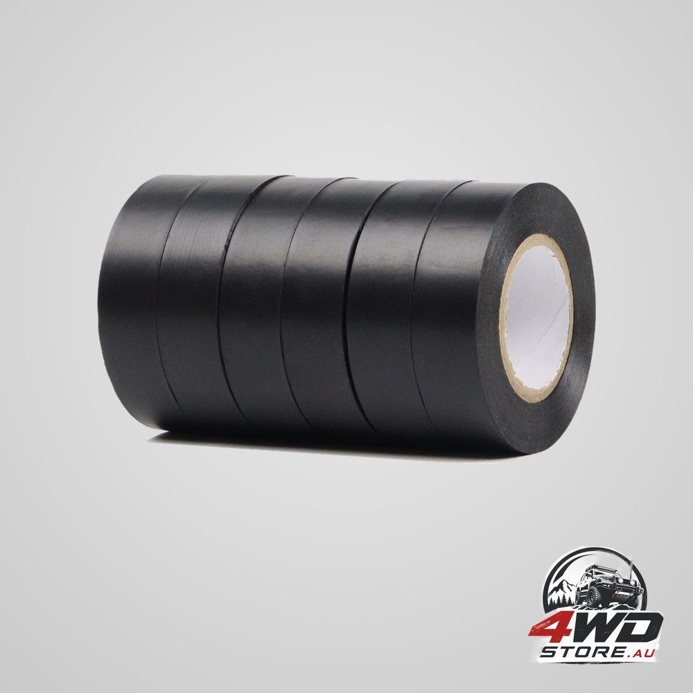 Black PVC insulation tape, 19mm x 20m, 6 pack, strong self-adhesive for electrical wires