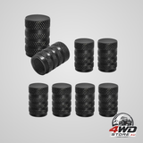 8 black aluminium valve dust caps for car tyres, durable universal for cars and bikes